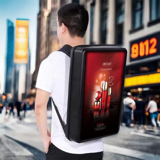 Street portable display example for a cosmetics product campaign in an urban area